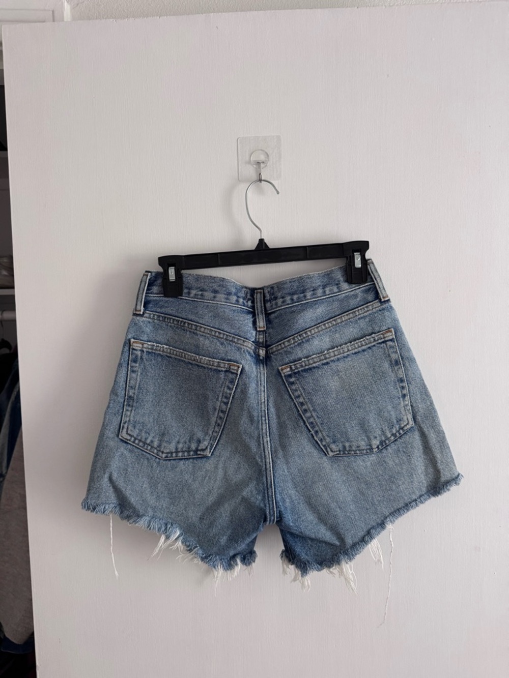 Agolde Light Blue High-Rise Cutoff Denim Shorts - Picture 2 of 3